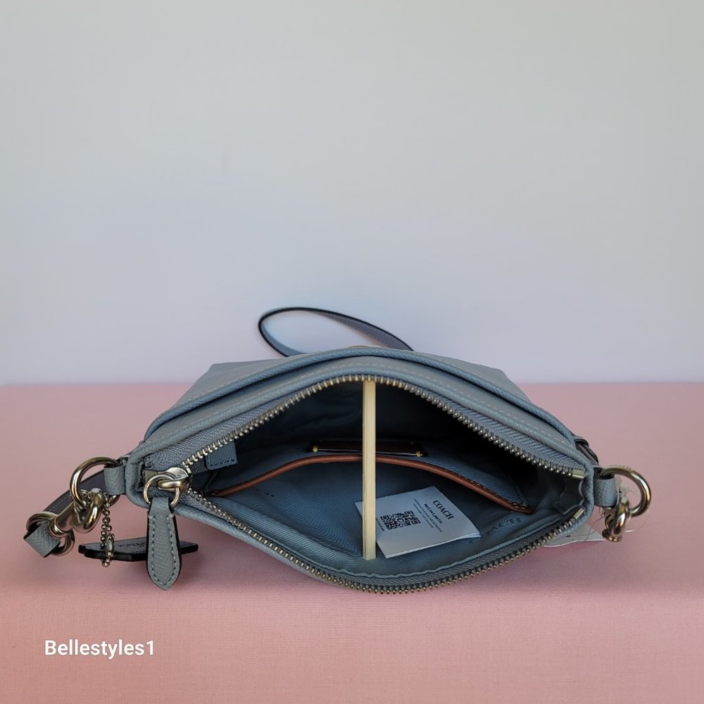 COACH Kitt Crossgrain Leather Messenger Crossbody- Grey Blue color ⭐ - Picture 12 of 16